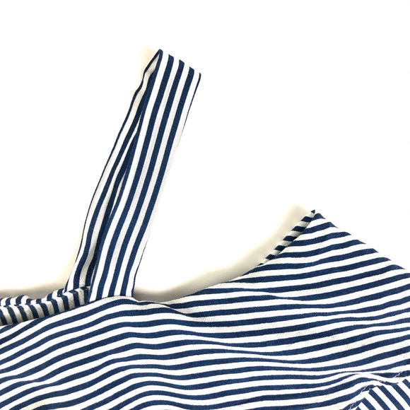 Bebe Navy Blue Striped Cold Shoulder Top - Picture 9 of 11